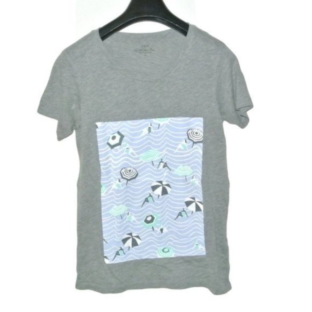 J. Crew Collectors Tee Gray Beach Scene XS